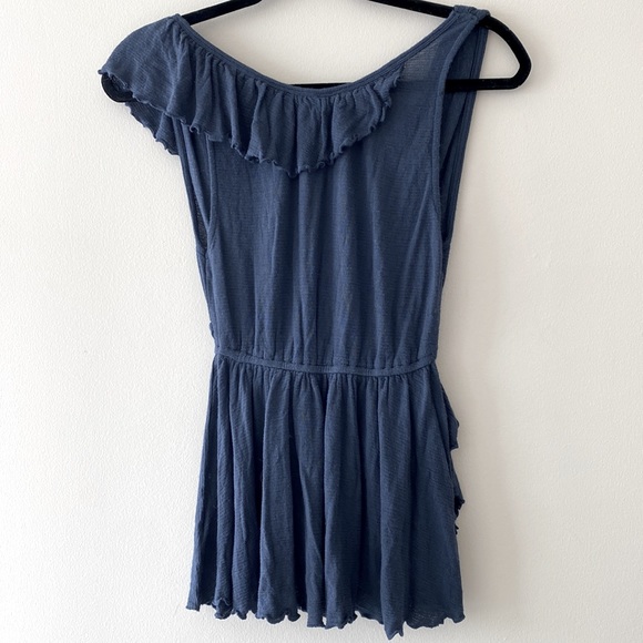 Free People Float Away Deep V Ruffle Tank in Blue - Picture 10 of 10